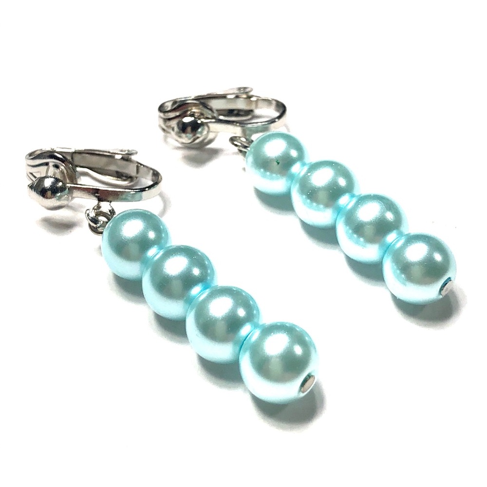 Handmade Pale Blue Clip-On Earrings Women